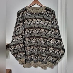 Natural Issue Vintage Brown Gray Tan Grandpacore Sweater Men's Size Large Tall